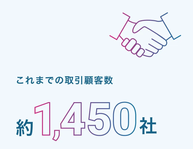 これまでの取引顧客数 約1,450社。